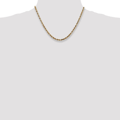 14K Gelbgold 4mm Diamantiert Vierfach Kordel Karabinerverschluss Halskette