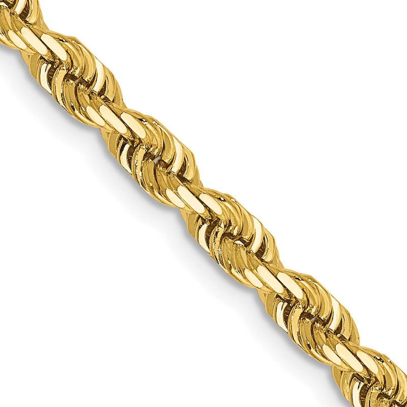 14K Gelbgold 4mm Diamantiert Vierfach Kordel Karabinerverschluss Halskette