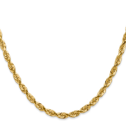 14K Gelbgold 4.5mm Diamantiert Vierfach Kordel Karabinerverschluss Halskette
