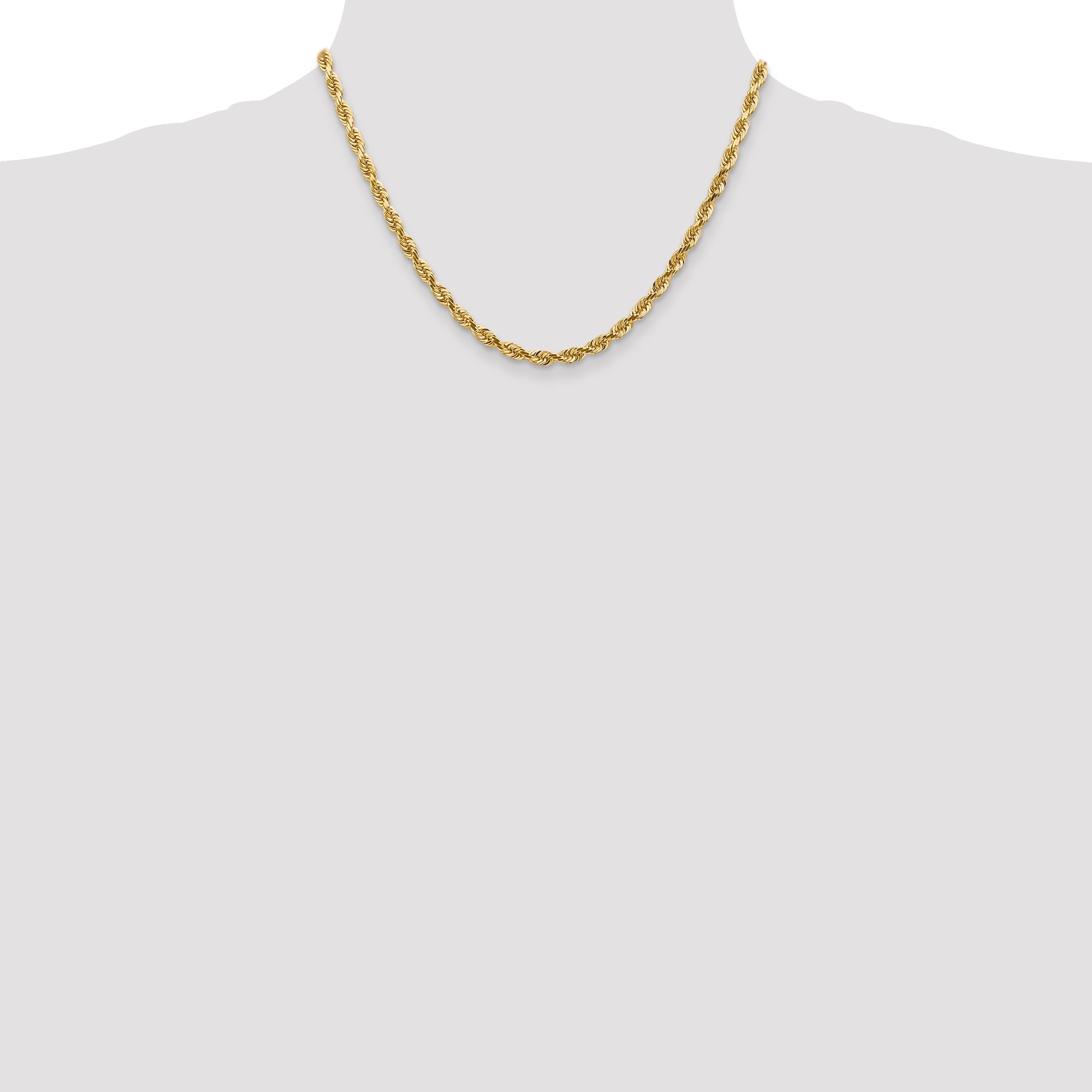 14K Gelbgold 4.5mm Diamantiert Vierfach Kordel Karabinerverschluss Halskette