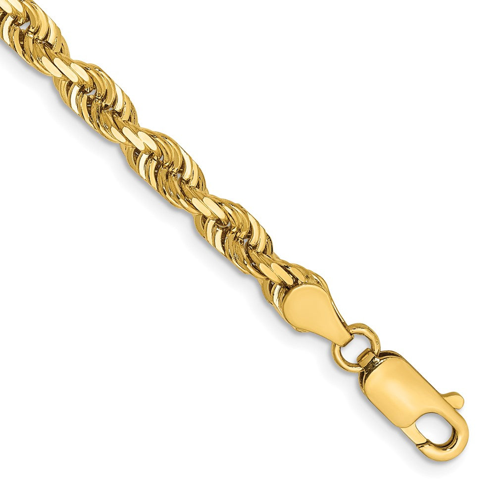 14K Gelbgold 4.5mm Diamantiert Vierfach Kordel Karabinerverschluss Gliederarmband