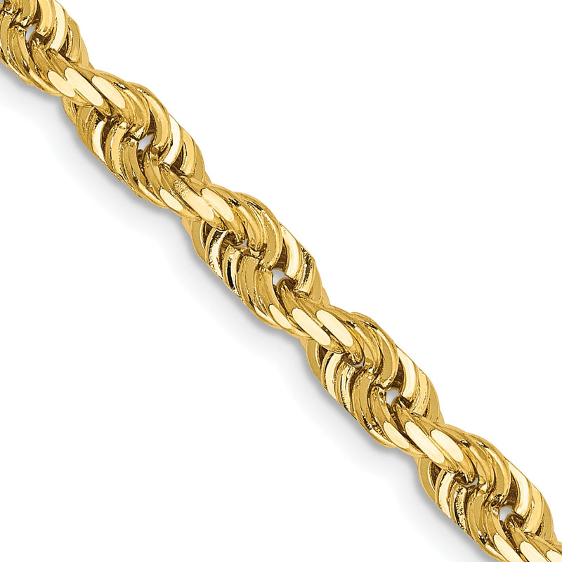 14K Gelbgold 4.5mm Diamantiert Vierfach Kordel Karabinerverschluss Halskette