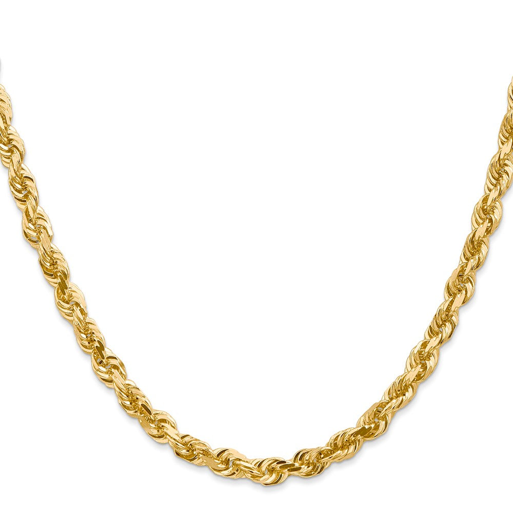 14K Gelbgold 5mm Diamantiert Vierfach Kordel Karabinerverschluss Halskette