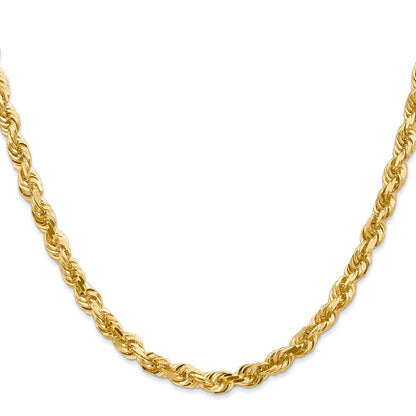 14K Gelbgold 5mm Diamantiert Vierfach Kordel Karabinerverschluss Halskette