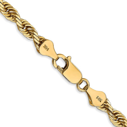 14K Gelbgold 5mm Diamantiert Vierfach Kordel Karabinerverschluss Halskette