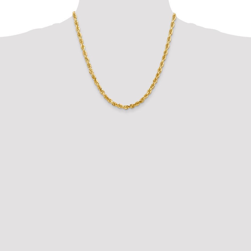 14K Gelbgold 5mm Diamantiert Vierfach Kordel Karabinerverschluss Halskette