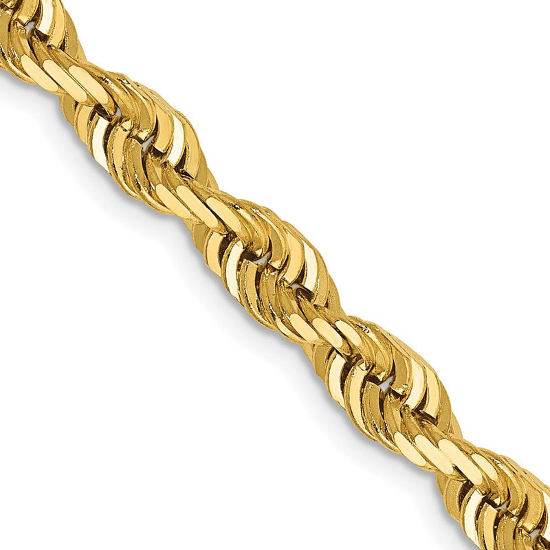14K Gelbgold 5mm Diamantiert Vierfach Kordel Karabinerverschluss Halskette