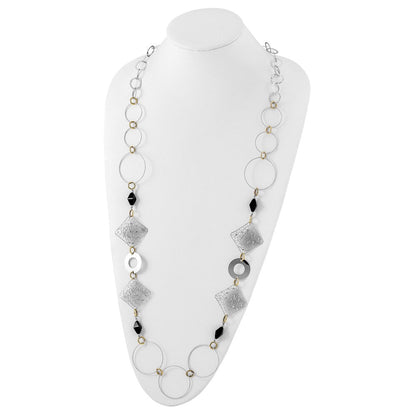 Sterlingsilber und 18K Gelb Vergoldet Onyx Fantasie 41 Zoll Halskette