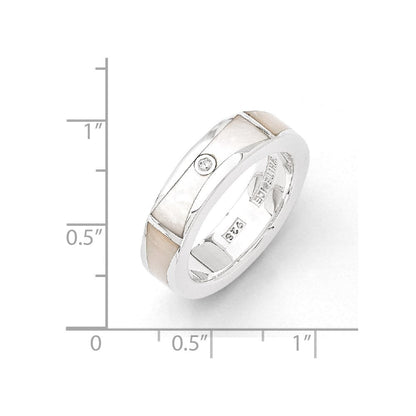 Sterlingsilber Ss Weiß Eis.01ct Diamant und Perlmutt Ring