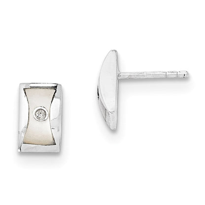 Ohrringe aus Sterlingsilber mit 0,02 ct. Diamant und Perlmutt