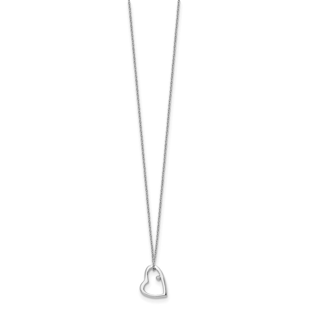 Sterlingsilber Weiß Eis Rhodiniert 18 Zoll Diamant Offen Herz Halskette mit 2 Verlängerung