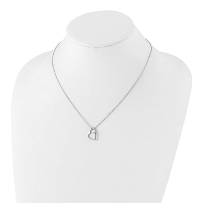 Sterlingsilber Weiß Eis Rhodiniert 18 Zoll Diamant Offen Herz Halskette mit 2 Verlängerung