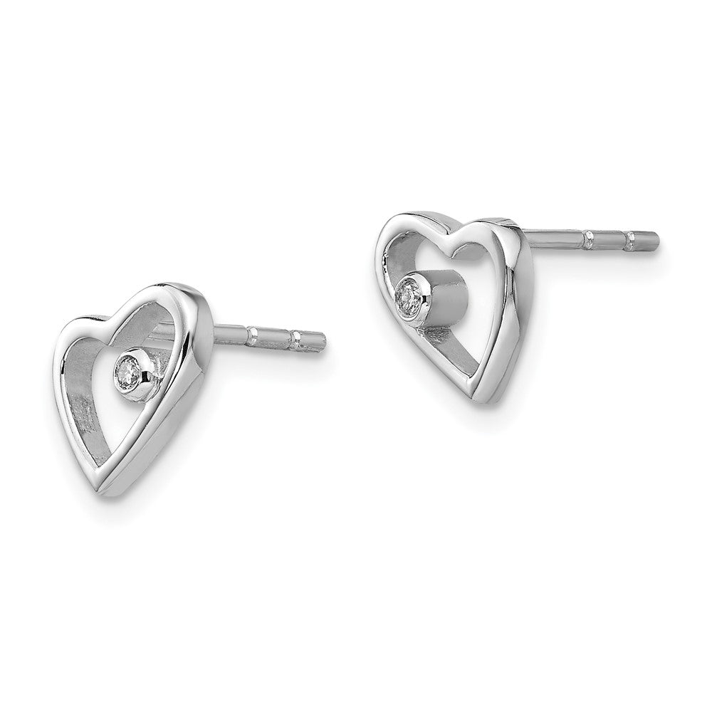 White Ice rhodinierte Sterlingsilber-Diamant-Ohrstecker, offenes Herz