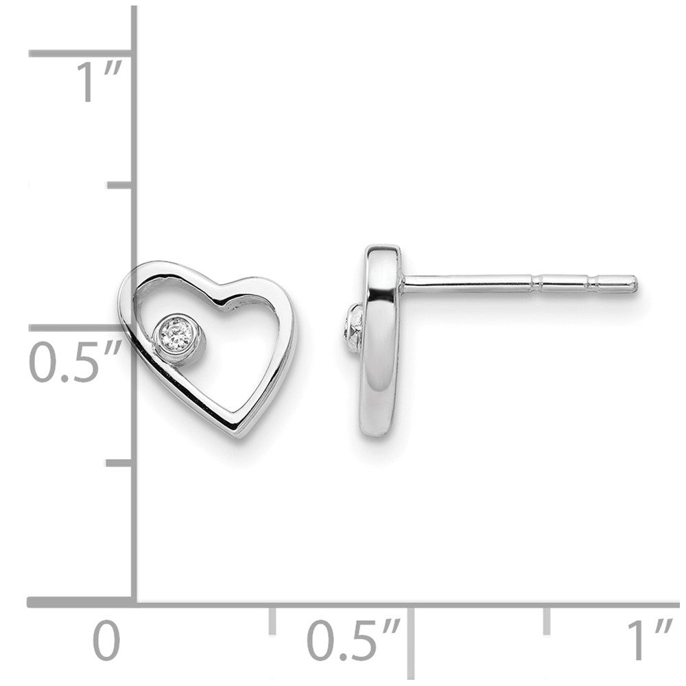 White Ice rhodinierte Sterlingsilber-Diamant-Ohrstecker, offenes Herz
