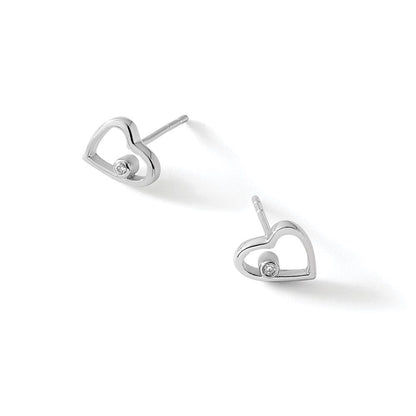 White Ice rhodinierte Sterlingsilber-Diamant-Ohrstecker, offenes Herz