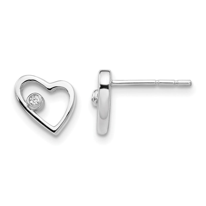 White Ice rhodinierte Sterlingsilber-Diamant-Ohrstecker, offenes Herz
