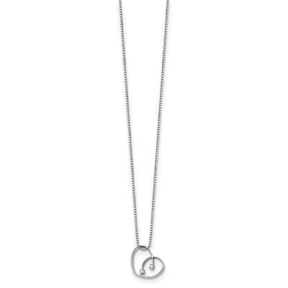 Sterlingsilber Weiß Eis Rhodiniert 18 Zoll Diamant Offen Herz Halskette mit 2 Verlängerung