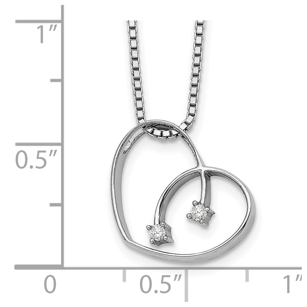 Sterlingsilber Weiß Eis Rhodiniert 18 Zoll Diamant Offen Herz Halskette mit 2 Verlängerung