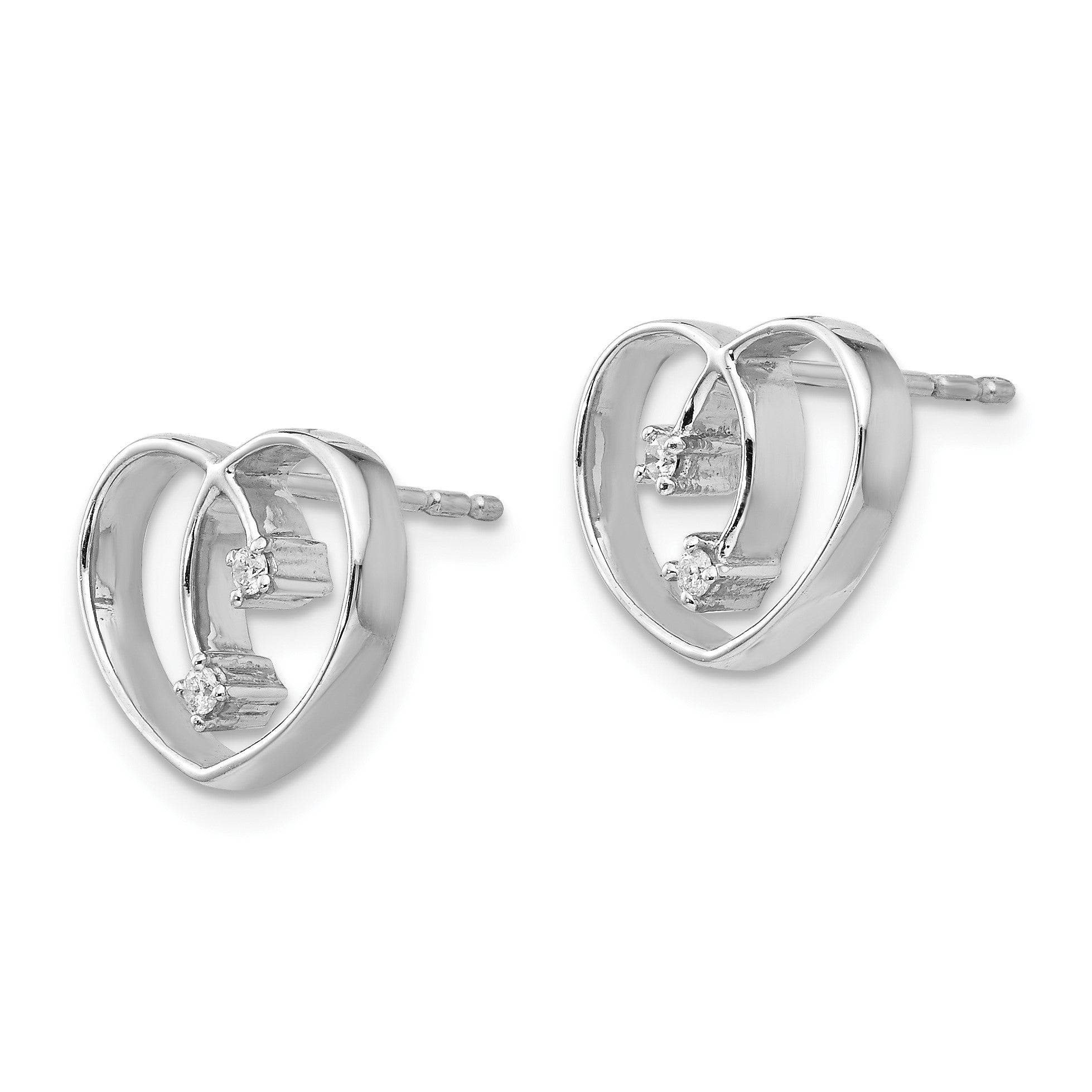 White Ice Diamant-Herz-Ohrstecker aus rhodiniertem Sterlingsilber