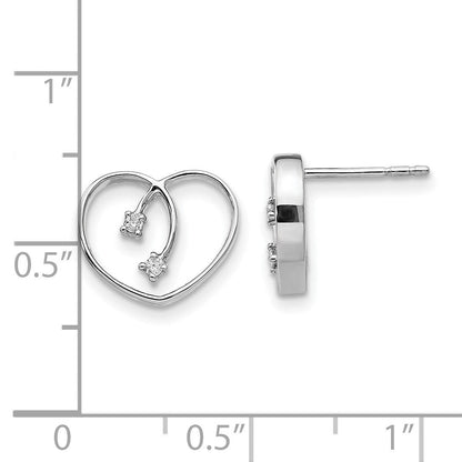 White Ice Diamant-Herz-Ohrstecker aus rhodiniertem Sterlingsilber