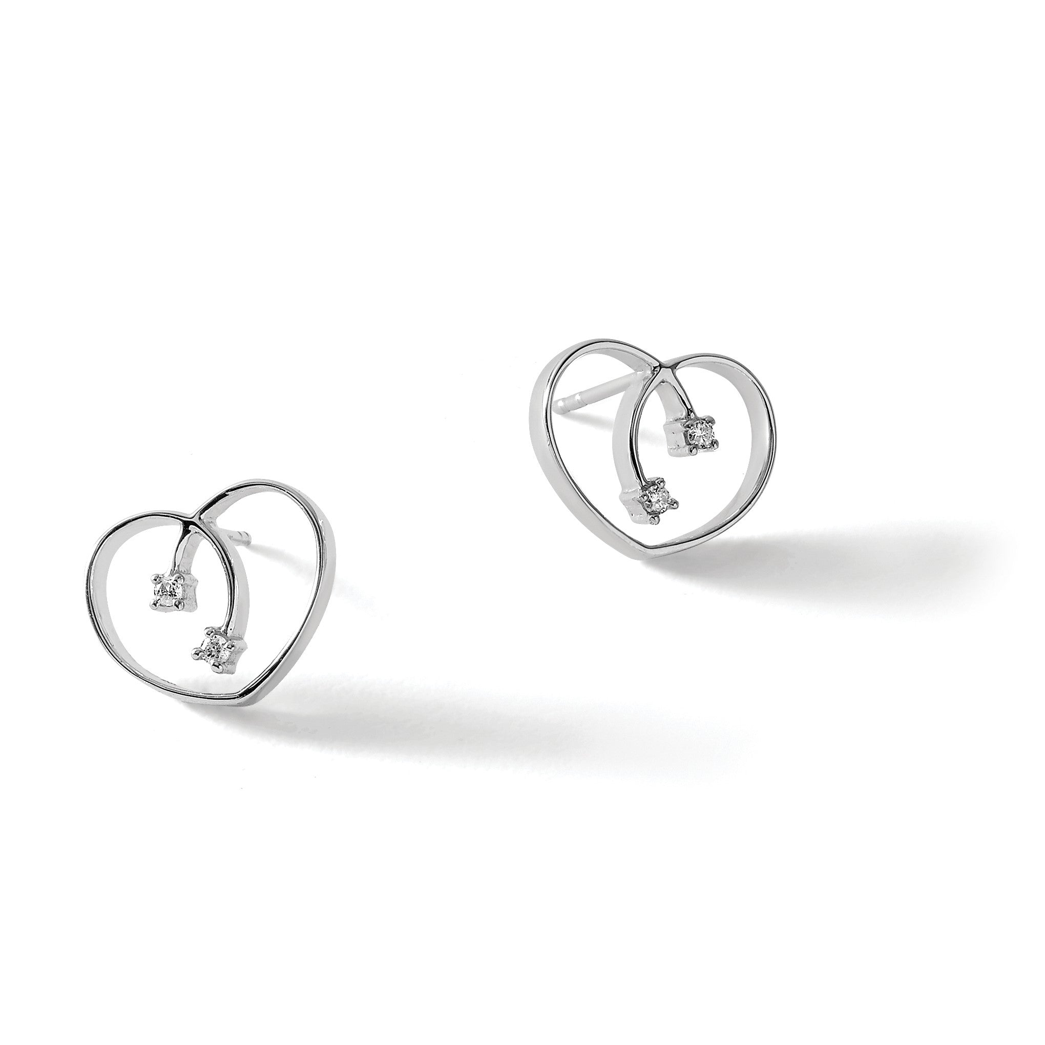 White Ice Diamant-Herz-Ohrstecker aus rhodiniertem Sterlingsilber