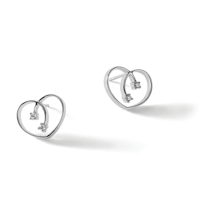White Ice Diamant-Herz-Ohrstecker aus rhodiniertem Sterlingsilber