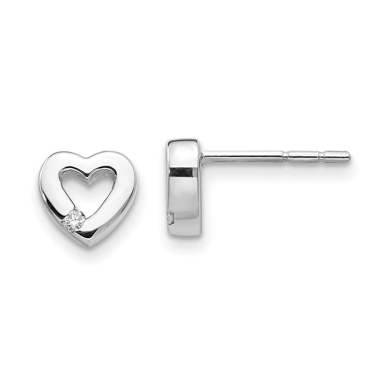 White Ice Ohrstecker offenes Herz mit Diamant, rhodiniertes Sterlingsilber