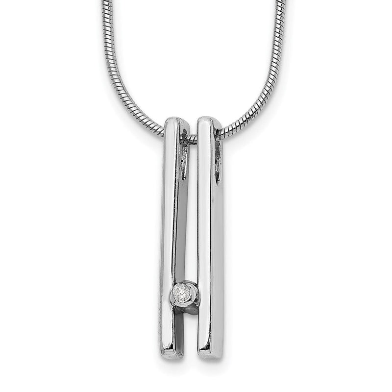 Sterlingsilber Weiß Eis Rhodiniert 18 Zoll Diamant Halskette mit 2 Verlängerung