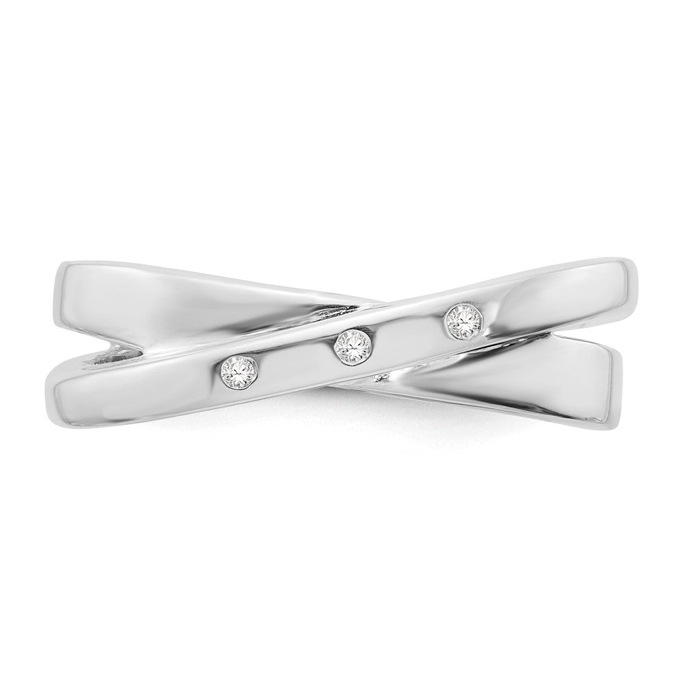 Sterlingsilber Weiß Eis Rhodiniert Diamant X Ring