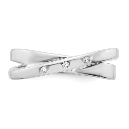 Sterlingsilber Weiß Eis Rhodiniert Diamant X Ring