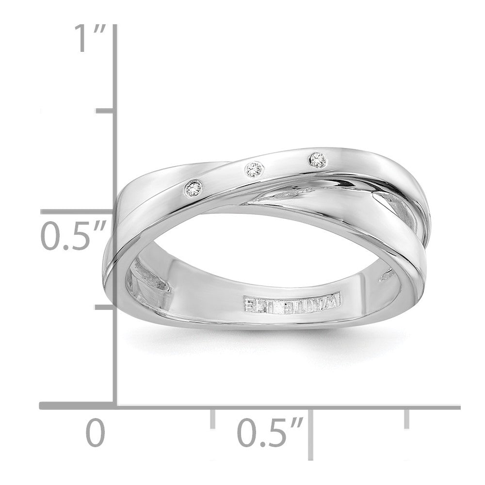 Sterlingsilber Weiß Eis Rhodiniert Diamant X Ring