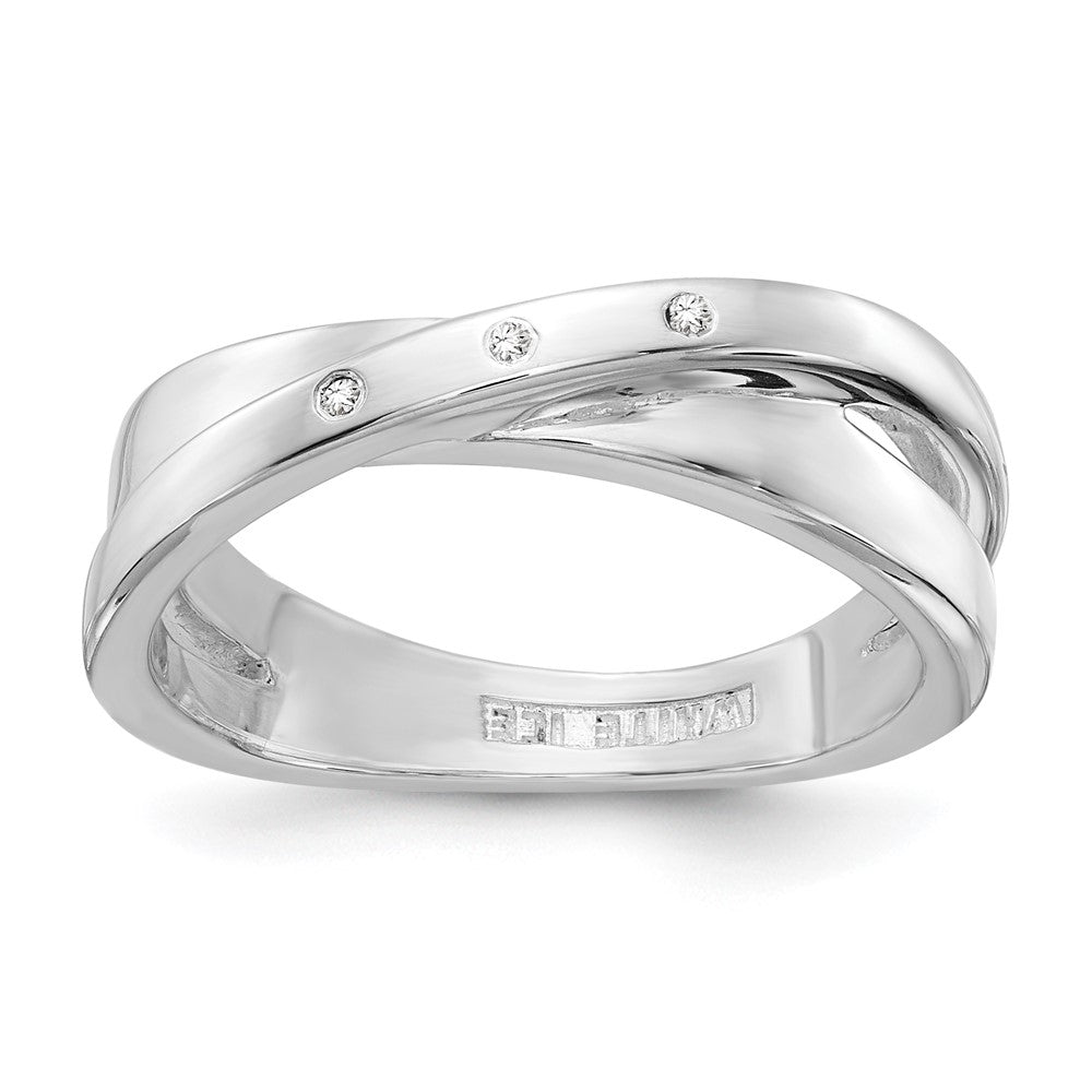 Sterlingsilber Weiß Eis Rhodiniert Diamant X Ring