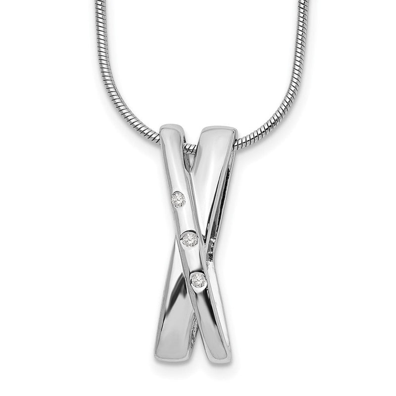 Sterlingsilber Weiß Eis Rhodiniert 18 Zoll Diamant X Halskette mit 2 Verlängerung