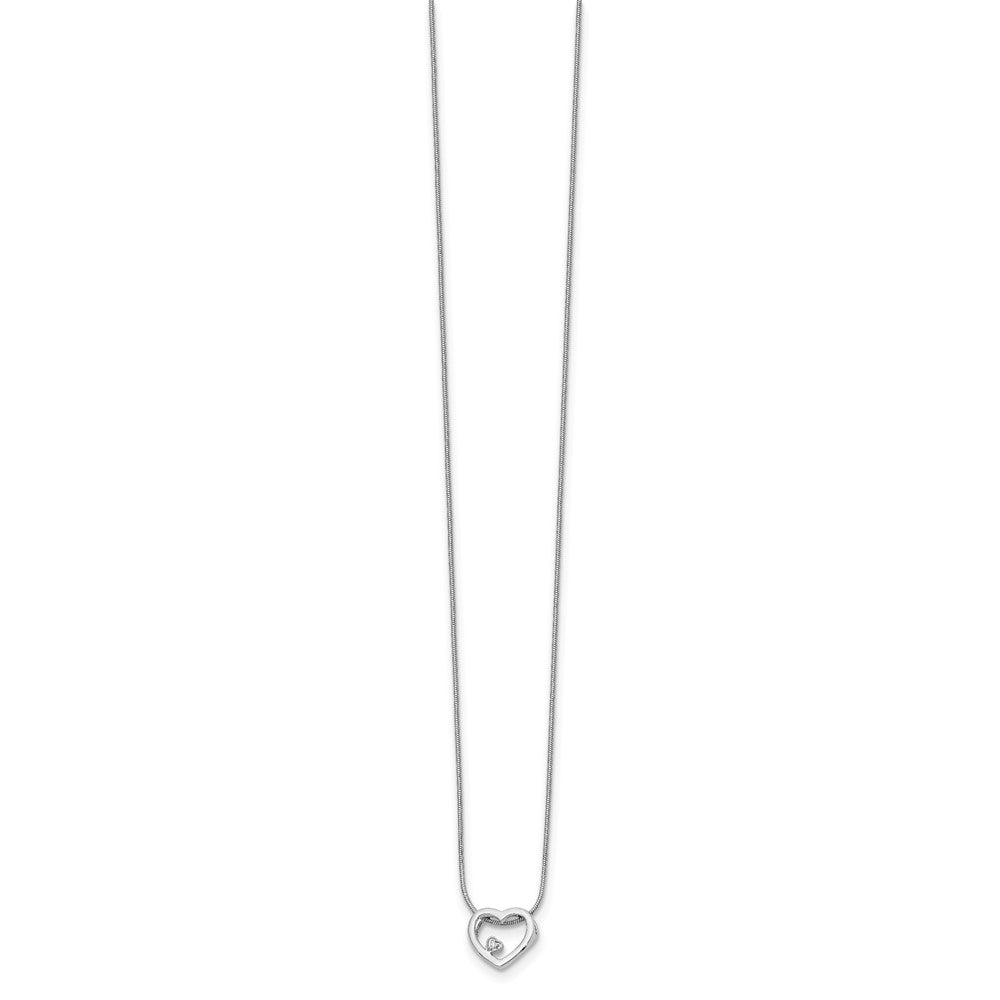 Sterlingsilber Weiß Eis Rhodiniert 18 Zoll Diamant Offen Herz Halskette mit 2 Verlängerung