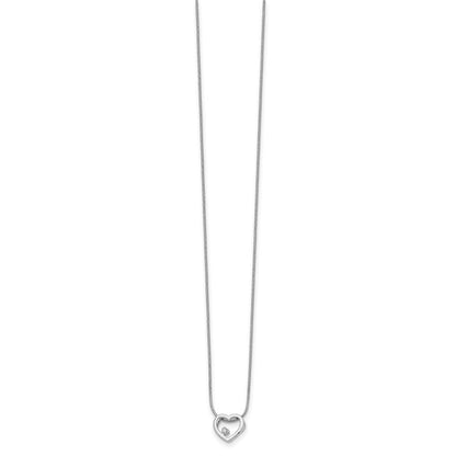 Sterlingsilber Weiß Eis Rhodiniert 18 Zoll Diamant Offen Herz Halskette mit 2 Verlängerung