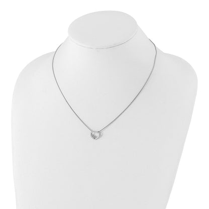 Sterlingsilber Weiß Eis Rhodiniert 18 Zoll Diamant Offen Herz Halskette mit 2 Verlängerung