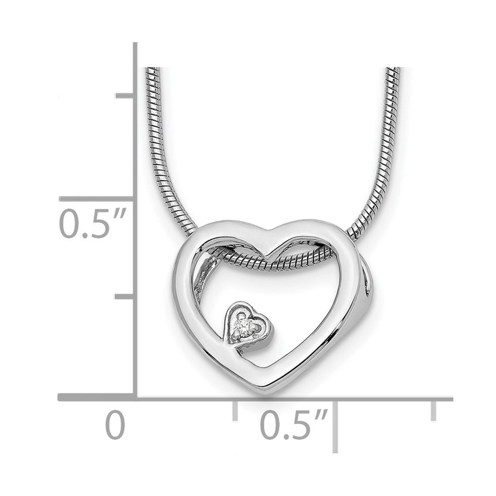 Sterlingsilber Weiß Eis Rhodiniert 18 Zoll Diamant Offen Herz Halskette mit 2 Verlängerung