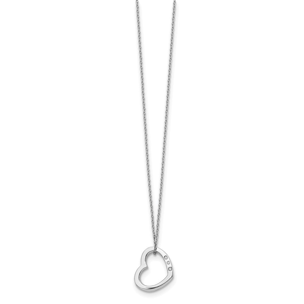 Sterlingsilber Weiß Eis Rhodiniert 18 Zoll Diamant Offen Herz Halskette mit 2 Verlängerung