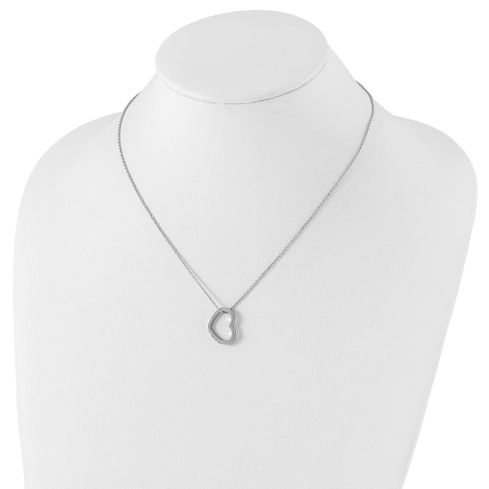 Sterlingsilber Weiß Eis Rhodiniert 18 Zoll Diamant Offen Herz Halskette mit 2 Verlängerung