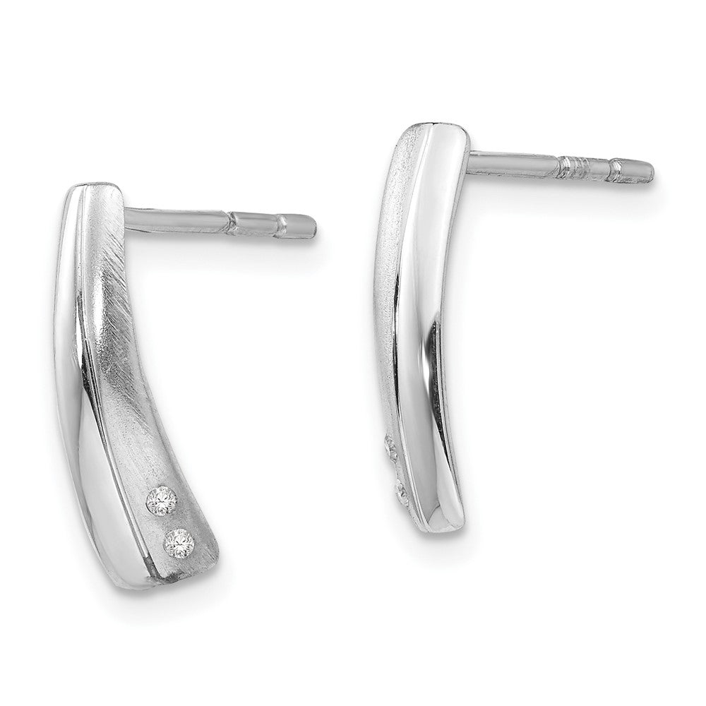 Rhodinierte Diamant-Ohrhänger aus Sterlingsilber mit satiniertem und poliertem Finish, White Ice