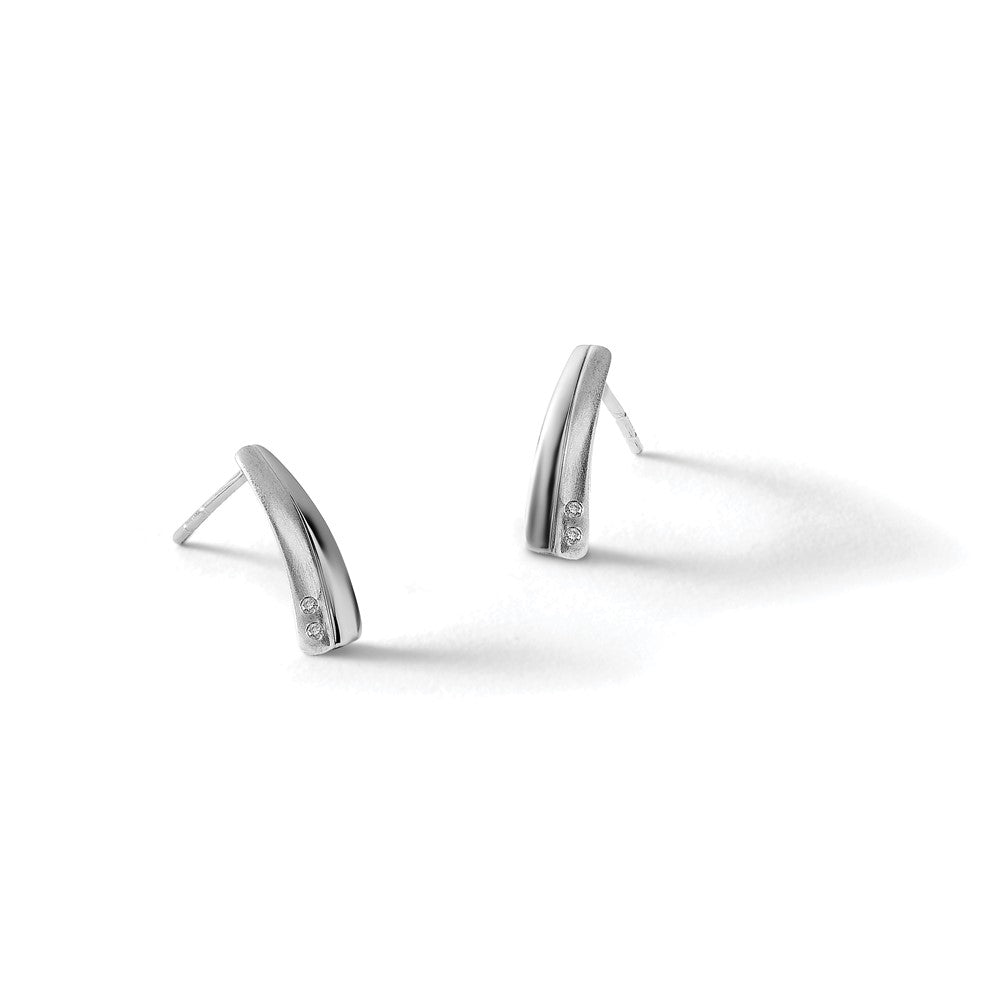 Rhodinierte Diamant-Ohrhänger aus Sterlingsilber mit satiniertem und poliertem Finish, White Ice