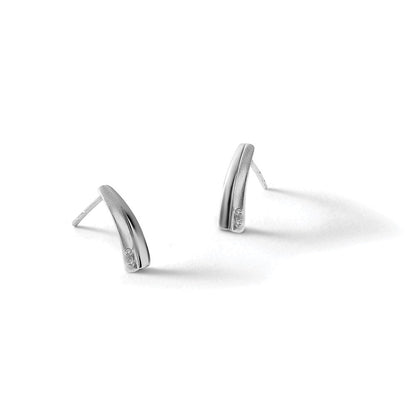 Rhodinierte Diamant-Ohrhänger aus Sterlingsilber mit satiniertem und poliertem Finish, White Ice