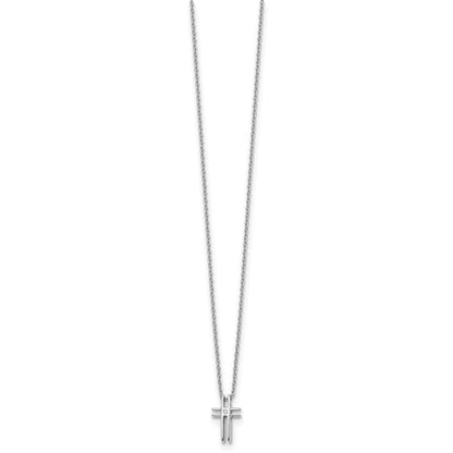 Sterlingsilber Weiß Eis Rhodiniert 18 Zoll Diamant Kreuz Halskette mit 2 Verlängerung