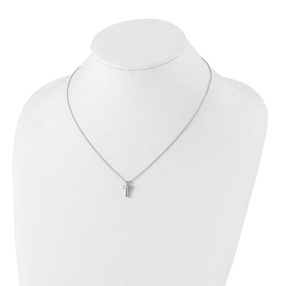 Sterlingsilber Weiß Eis Rhodiniert 18 Zoll Diamant Kreuz Halskette mit 2 Verlängerung