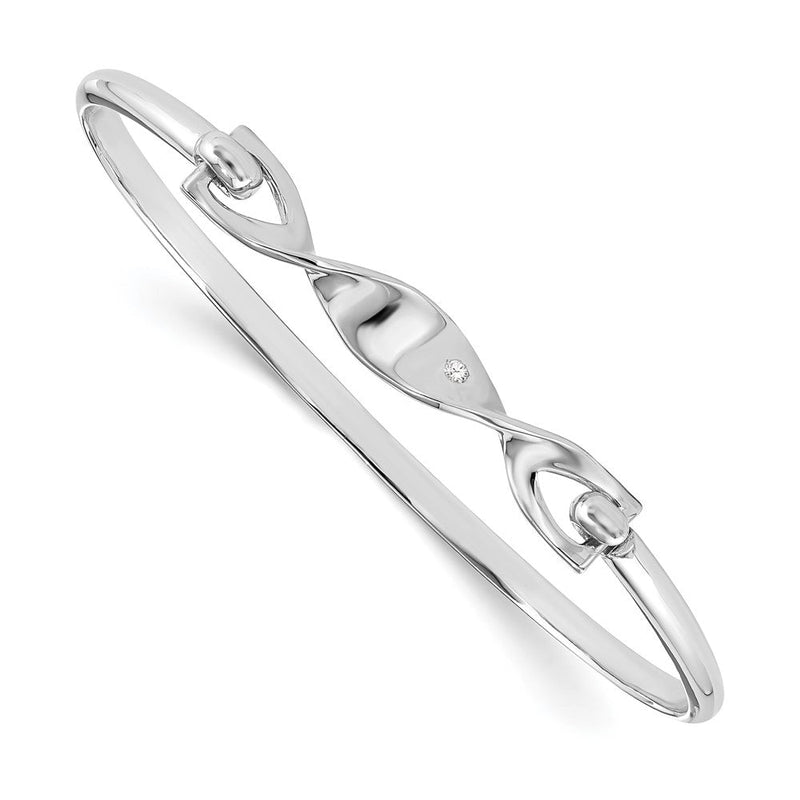 Sterlingsilber Weiß Eis Rhodiniert Diamant Gedreht Armreif Armband
