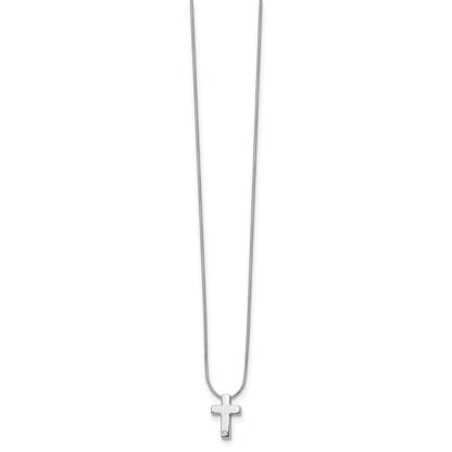 Sterlingsilber Weiß Eis Rhodiniert 18 Zoll Diamant Kreuz Halskette mit 2 Verlängerung