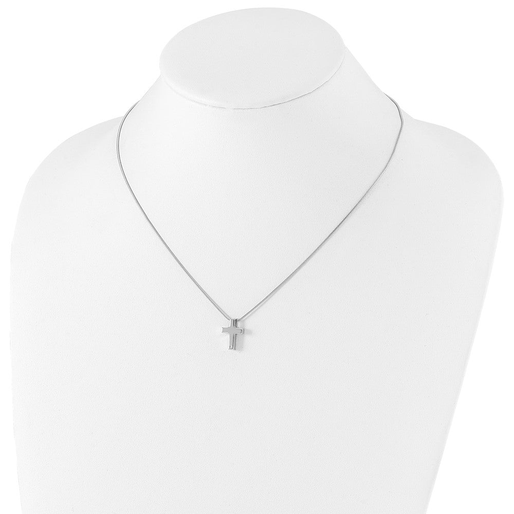 Sterlingsilber Weiß Eis Rhodiniert 18 Zoll Diamant Kreuz Halskette mit 2 Verlängerung