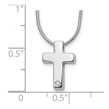 Sterlingsilber Weiß Eis Rhodiniert 18 Zoll Diamant Kreuz Halskette mit 2 Verlängerung