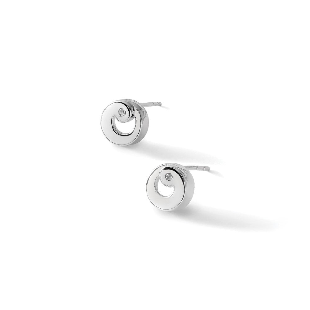 Weiße Ice Sterlingsilber Diamant-Ohrstecker, rhodiniert