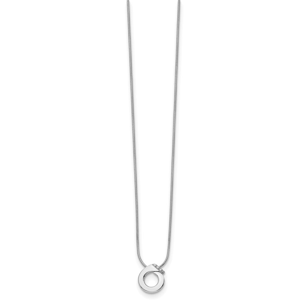 Sterlingsilber Weiß Eis Rhodiniert 18 Zoll Offen Kreis Diamant Halskette mit 2 Verlängerung